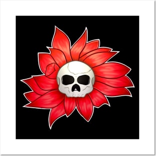 Skull Flower Design Posters and Art